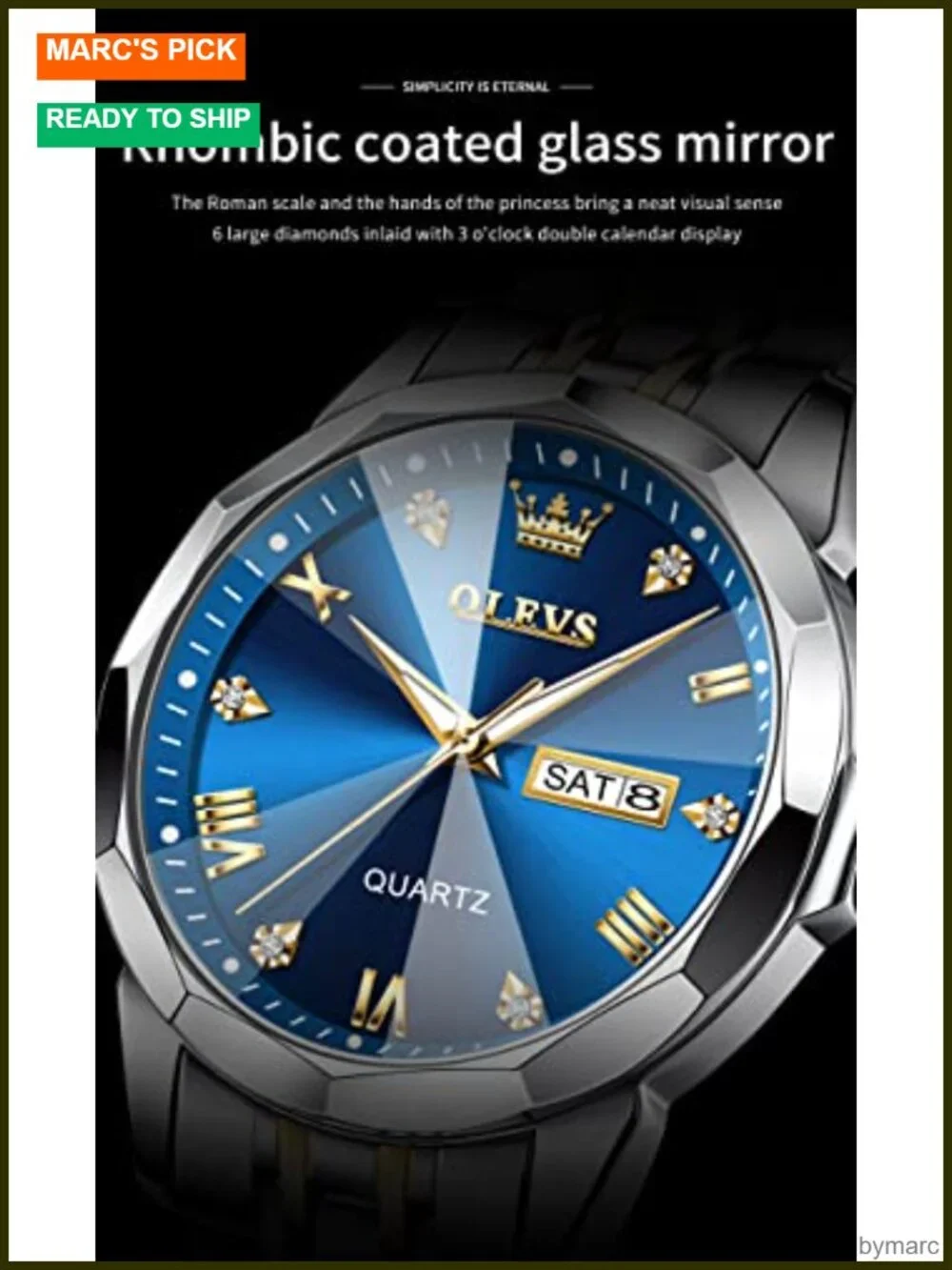 Men's Analog Quartz Stainless Steel Luminous Date Two Tone Casual Business